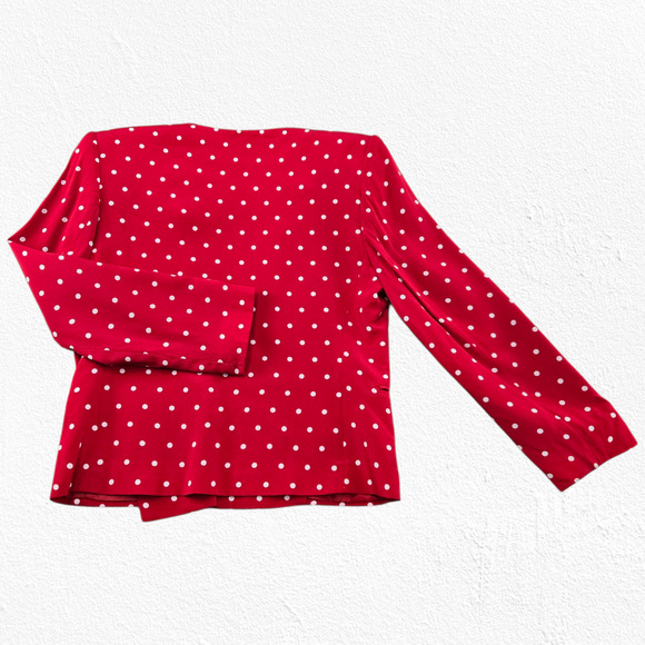 1980s Vintage David Brooks Red White Polka Dot Retro Career Skirt Suit Size 2 - Picture 11 of 16